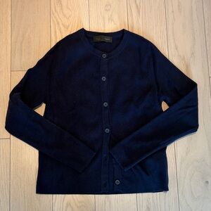 Zara Classic Navy Crewneck Button-Front Women's Sweater